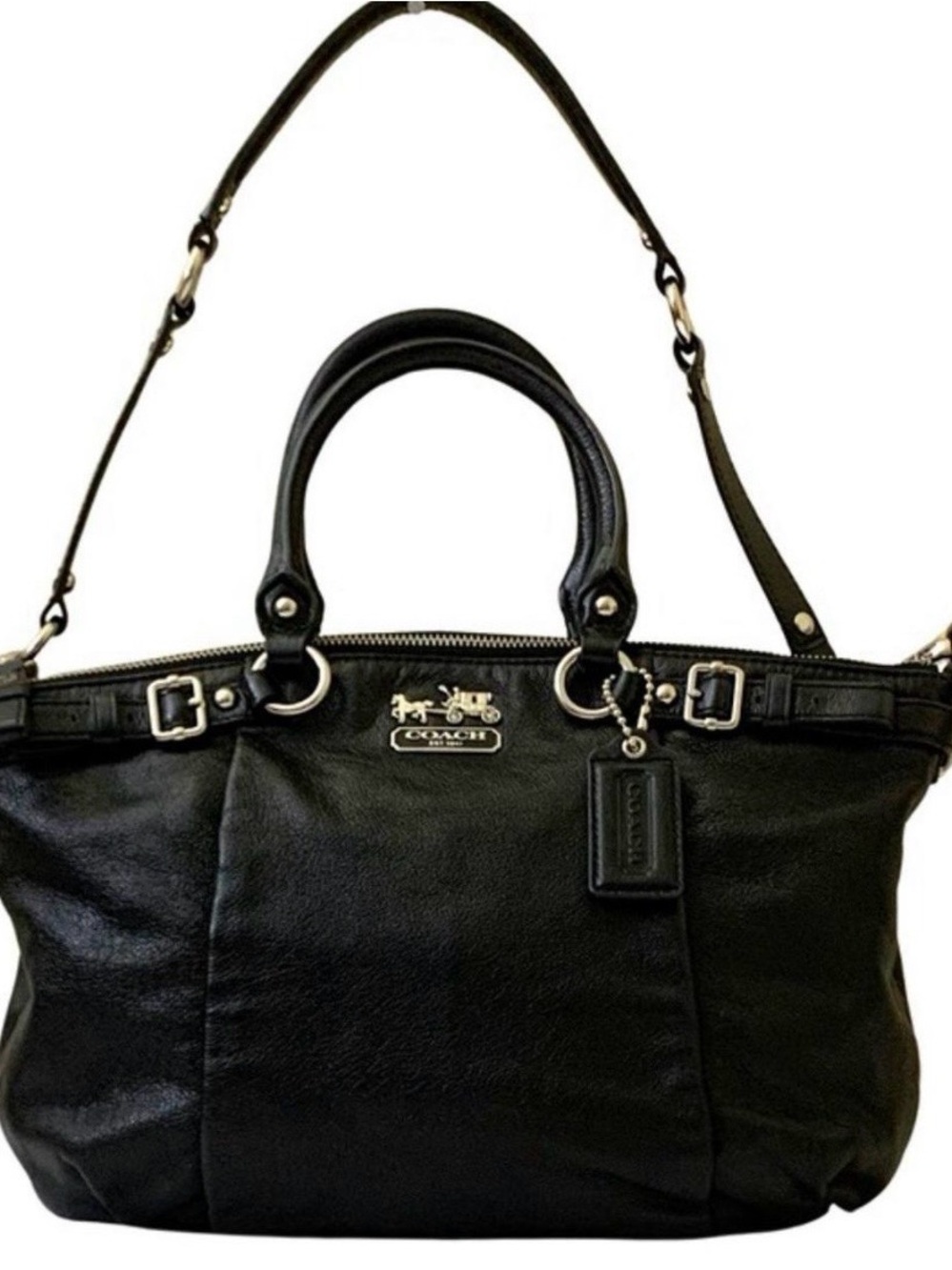 Coach Black Leather Top-Handle and Shoulder Tote